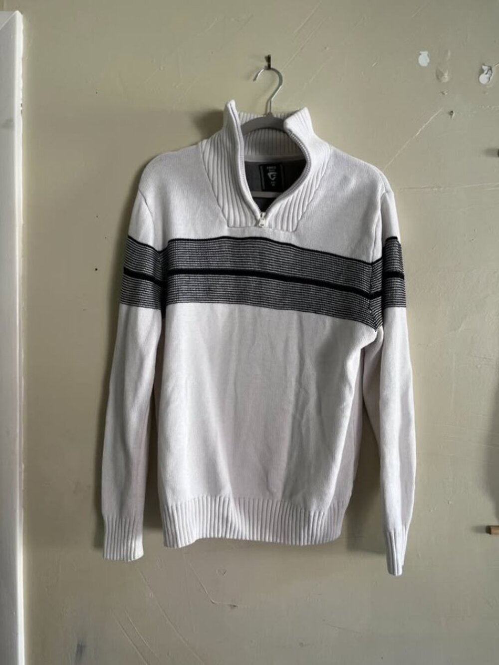Men's quarter zip white sweater
